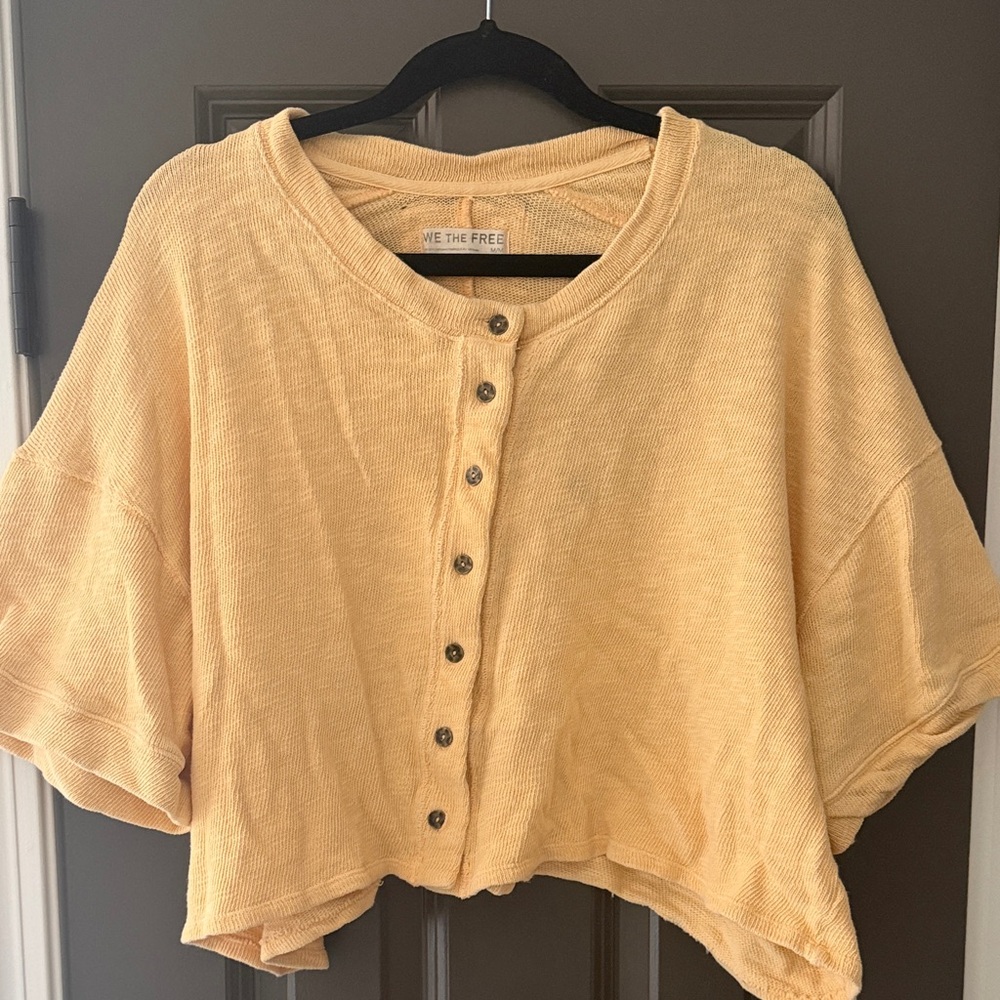 We The Free Cropped Button-Front Sweater